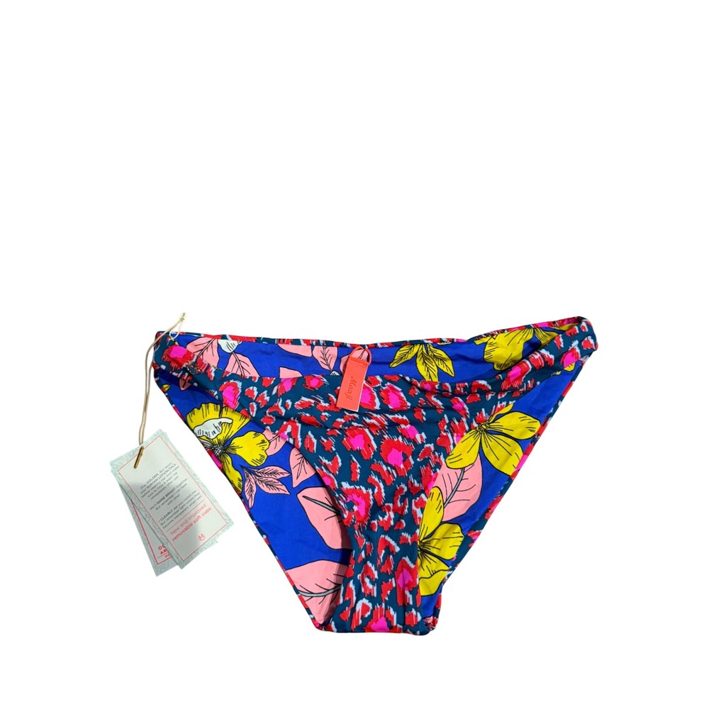 Maaji Reversible Floral Animal Print Bikini Bottom Blue Pink Yellow Size S NEW